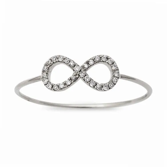 0.06ct Pavé Round Diamonds in 14K Gold Infinity Ring