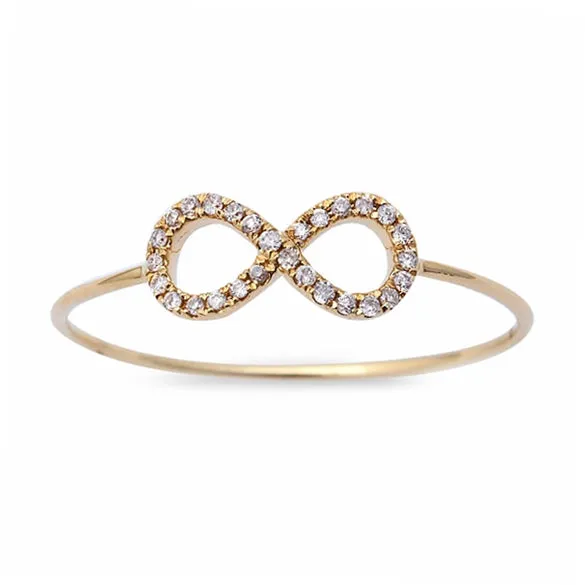 0.06ct Pavé Round Diamonds in 14K Gold Infinity Ring