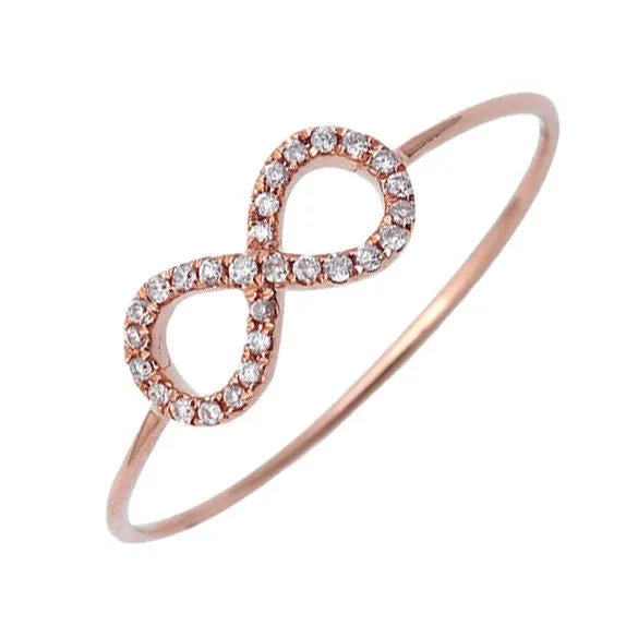 0.06ct Pavé Round Diamonds in 14K Gold Infinity Ring