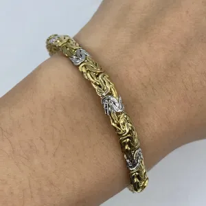 10K 5.5MM Two-Tone Braided Bracelet 7"