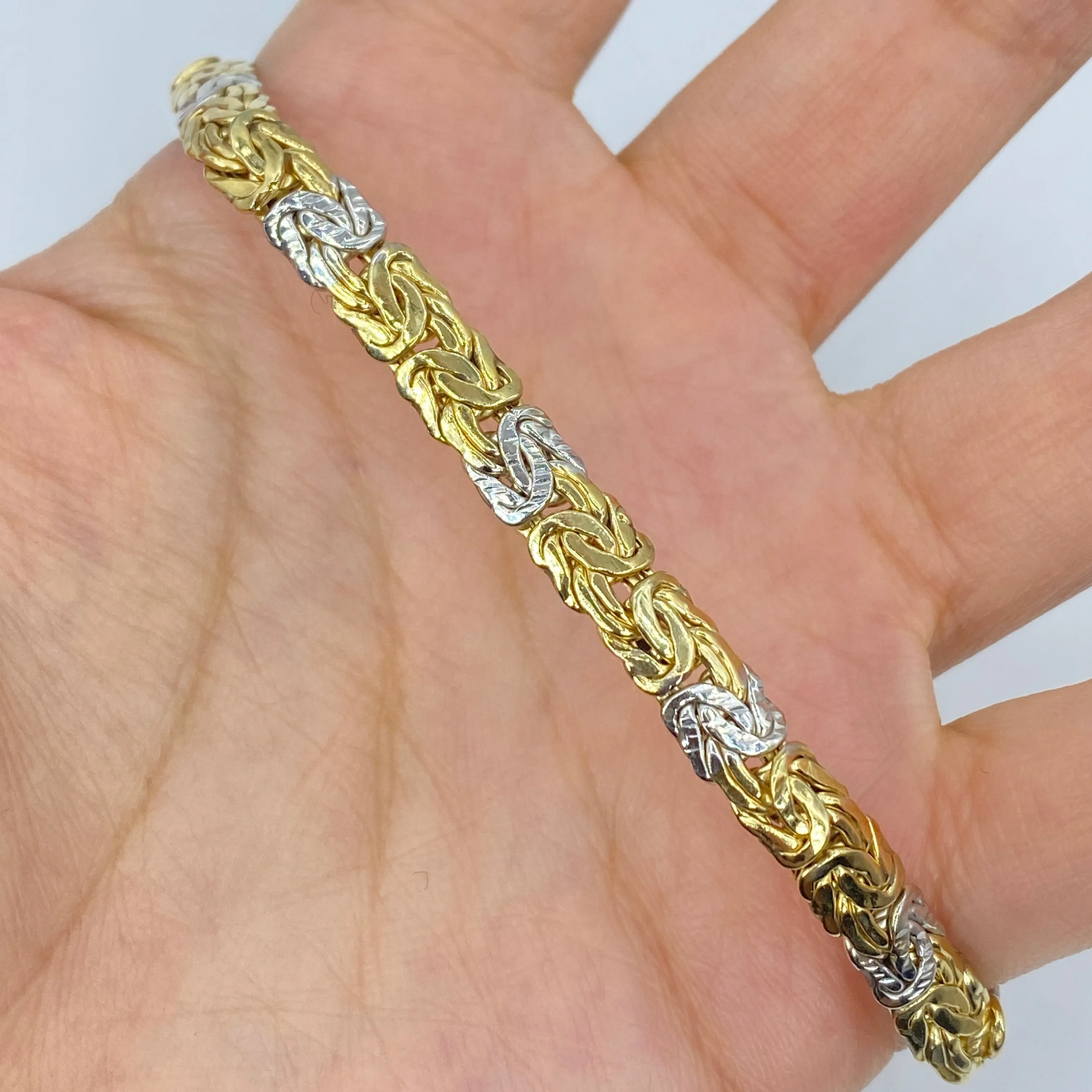 10K 5.5MM Two-Tone Braided Bracelet 7"
