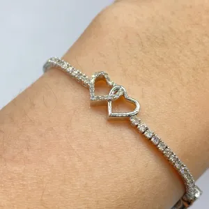 10K Heart Tennis Bracelet 7"