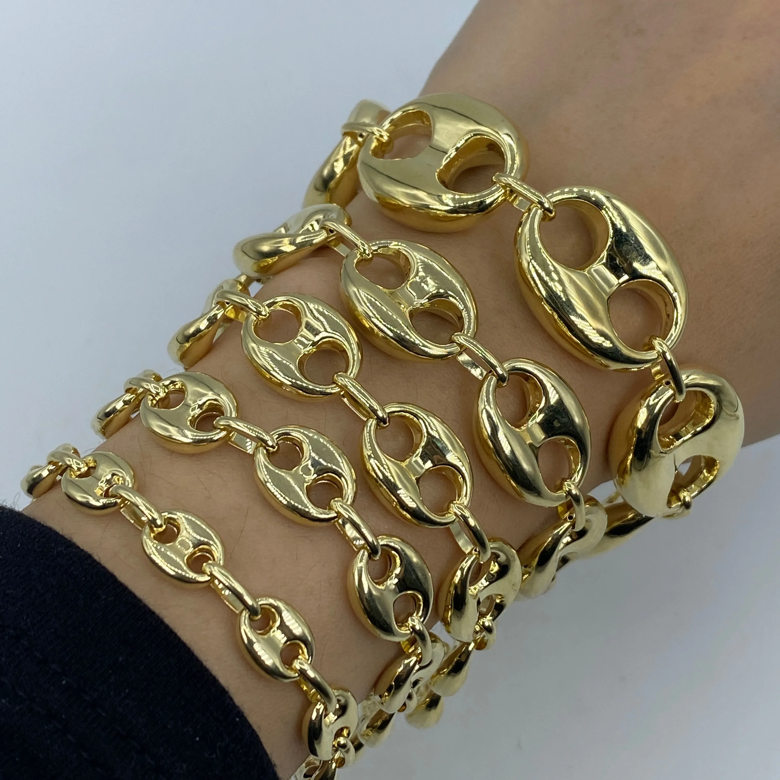10K Puff Mariner Link Bracelet