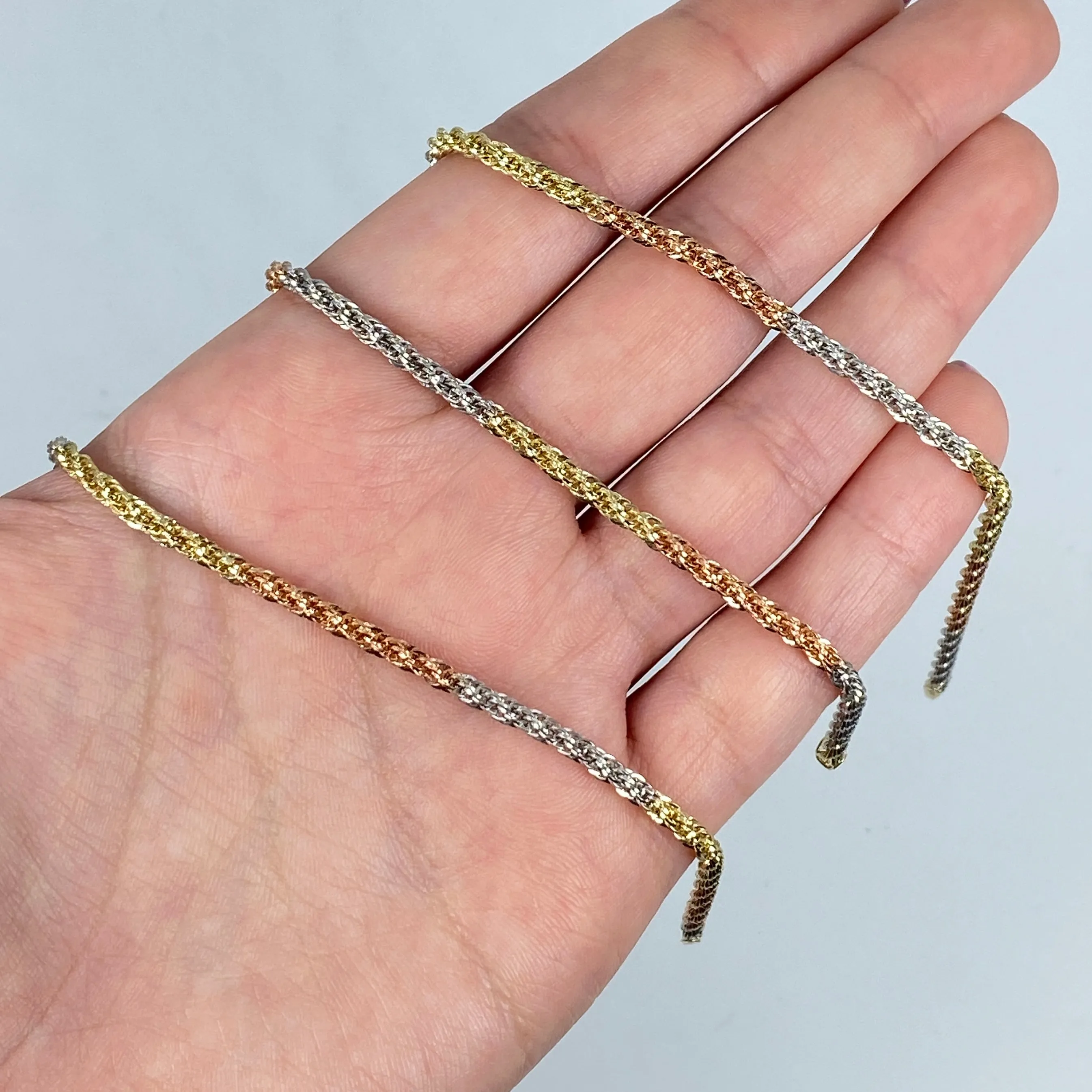 10K Tri-Color Twist Chain Bracelet