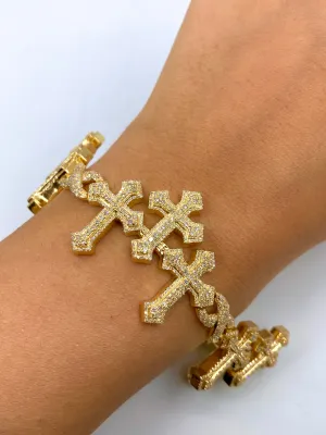 10k Triple Infinity Cross Bracelet