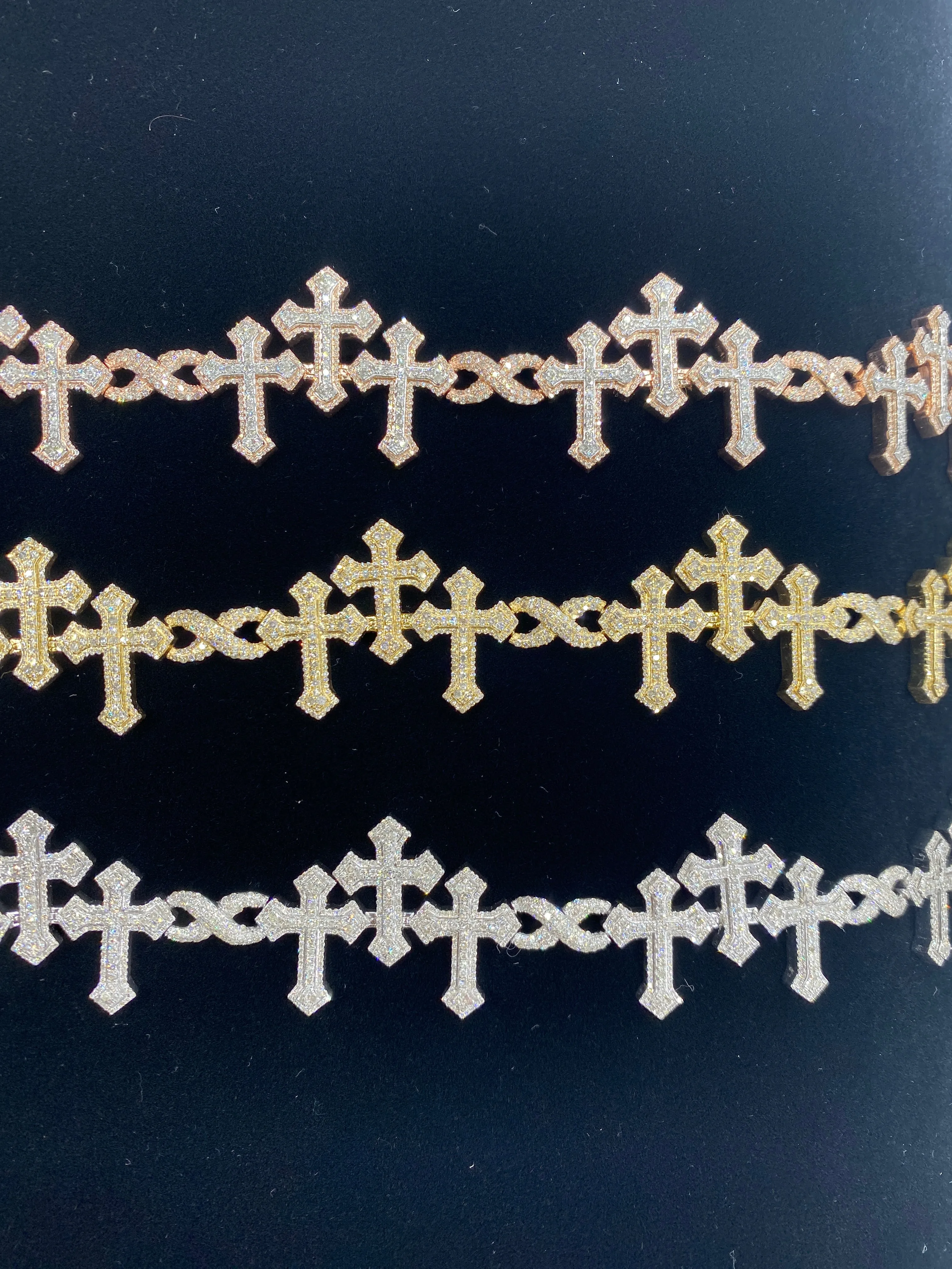10k Triple Infinity Cross Bracelet