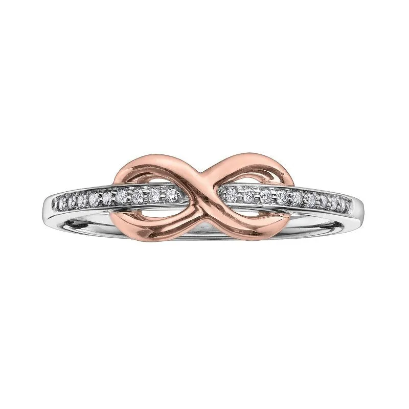 10K White and Rose Gold (0.05ct) Diamond Infinity Ring