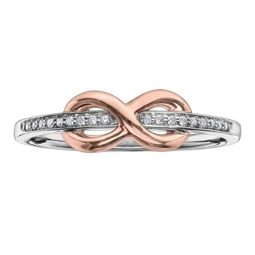 10K White and Rose Gold (0.05ct) Diamond Infinity Ring