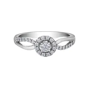 10K White Gold (0.30ct) Canadian Diamond Halo Engagement Ring