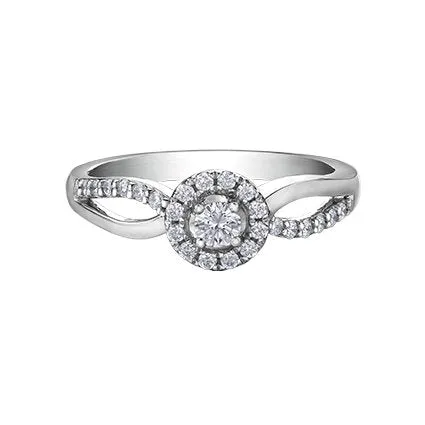 10K White Gold (0.30ct) Canadian Diamond Halo Engagement Ring