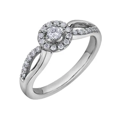 10K White Gold (0.30ct) Canadian Diamond Halo Engagement Ring