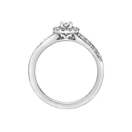 10K White Gold (0.30ct) Canadian Diamond Halo Engagement Ring