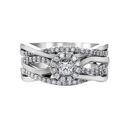 10K White Gold (0.30ct) Canadian Diamond Halo Engagement Ring