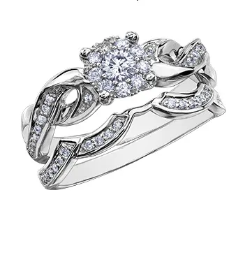 10K White Gold (0.31ct) Cluster Diamond Engagement Ring