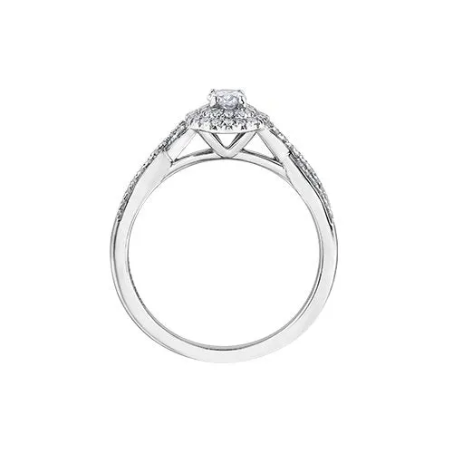 10K White Gold (0.50ct) Oval Diamond Double Halo Infinity Engagement Ring