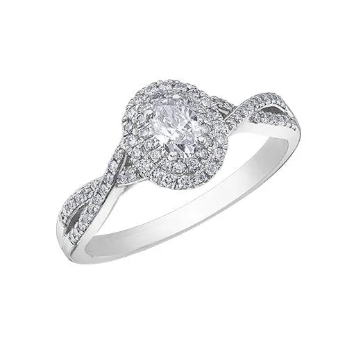 10K White Gold (0.50ct) Oval Diamond Double Halo Infinity Engagement Ring