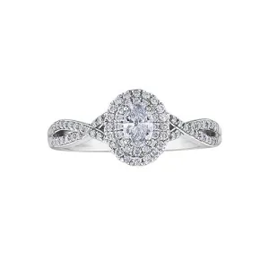 10K White Gold (0.50ct) Oval Diamond Double Halo Infinity Engagement Ring