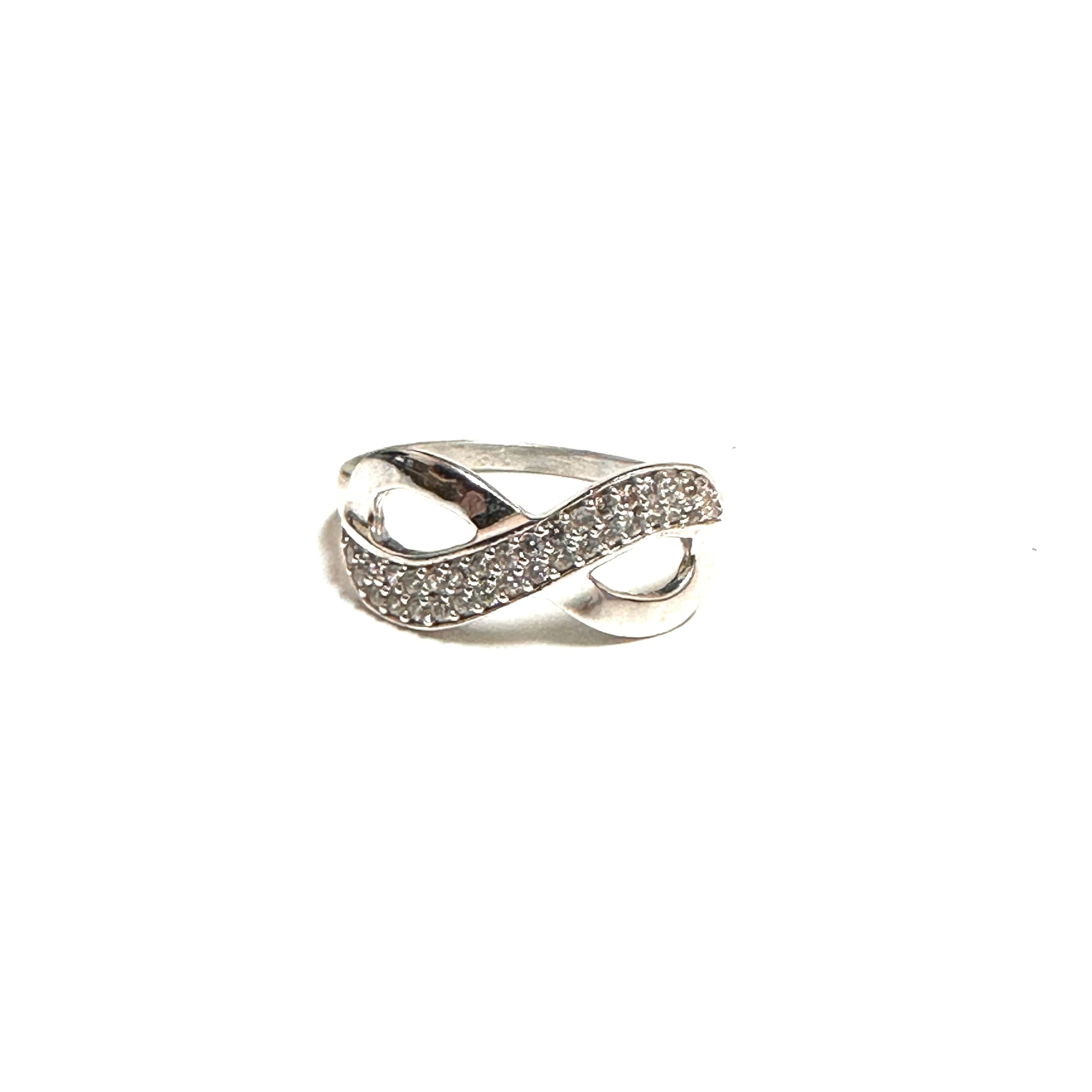 10K White Gold Pavee CZ Infinity Ring