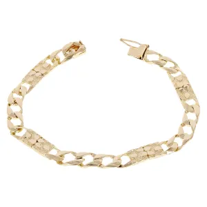10k Yellow Gold Cuban & Nugget Link Chain Bracelet 6.75mm Various Lengths