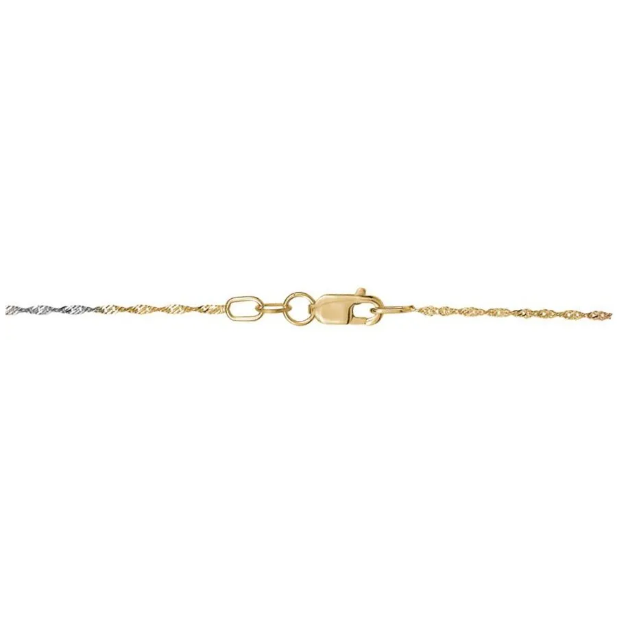 10K Yellow, White and Rose Gold (1.7mm) Singapore Bracelet 7.5"