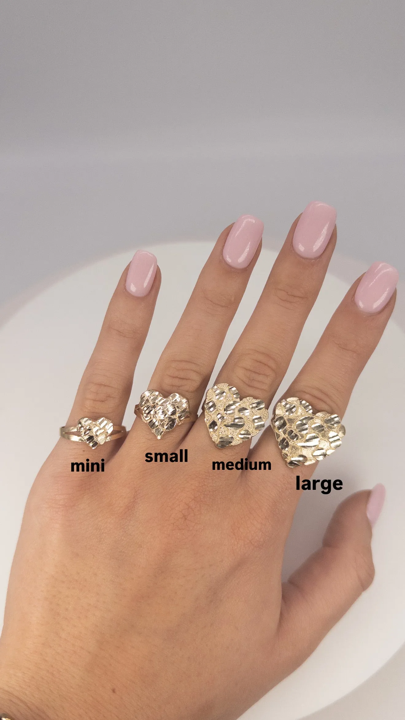 10KT Gold Heart Nugget Ring: Small