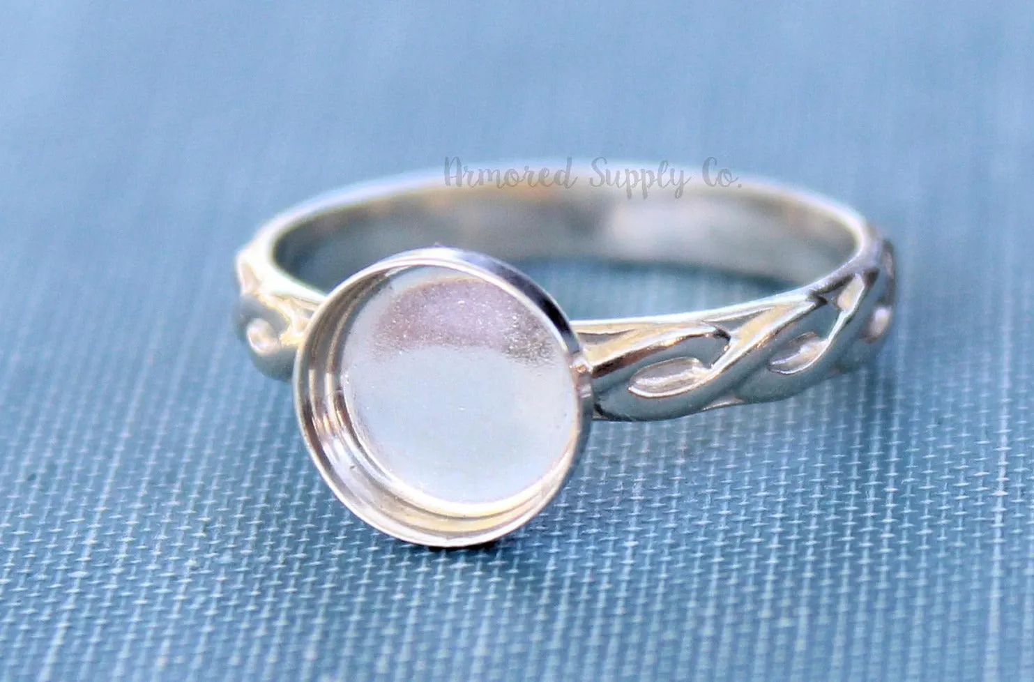 12mm Round Silver Bezel Infinity Band Ring blank