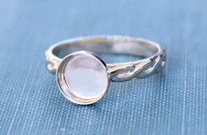 12x10mm Oval Silver Bezel Celtic Infinity Ring blank