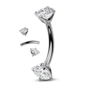 14G Titanium Internally Threaded Clear CZ Belly Button Ring