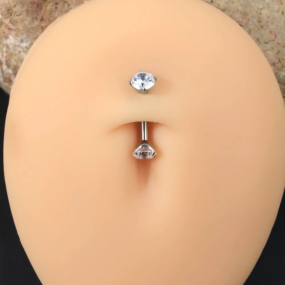 14G Titanium Internally Threaded Clear CZ Belly Button Ring