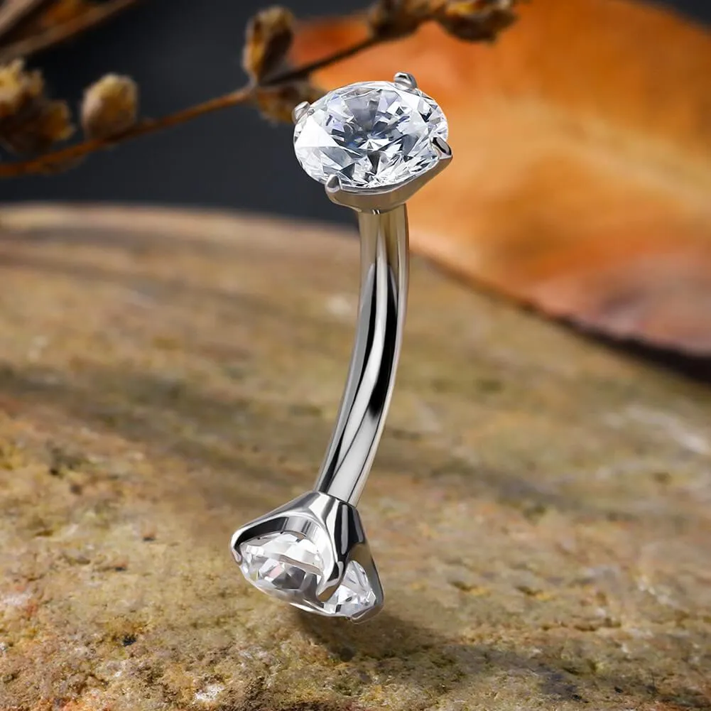 14G Titanium Internally Threaded Clear CZ Belly Button Ring