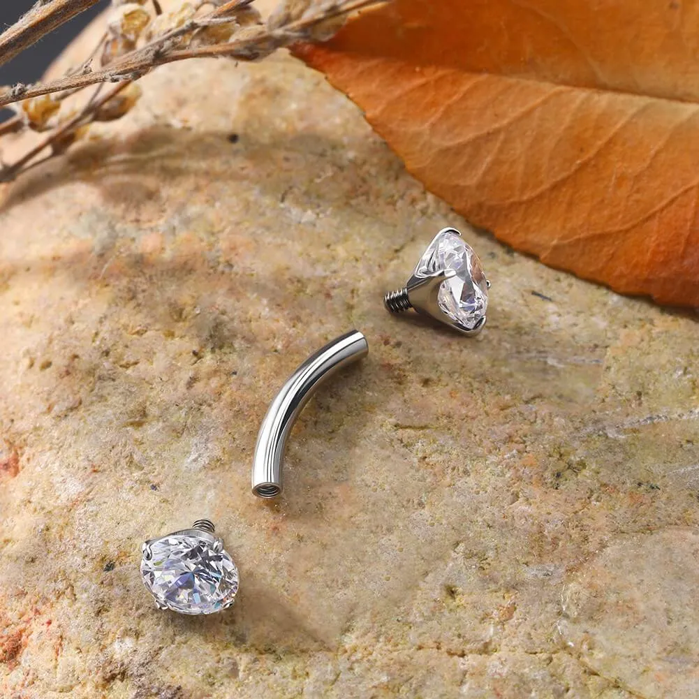 14G Titanium Internally Threaded Clear CZ Belly Button Ring