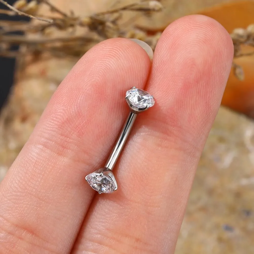 14G Titanium Internally Threaded Clear CZ Belly Button Ring
