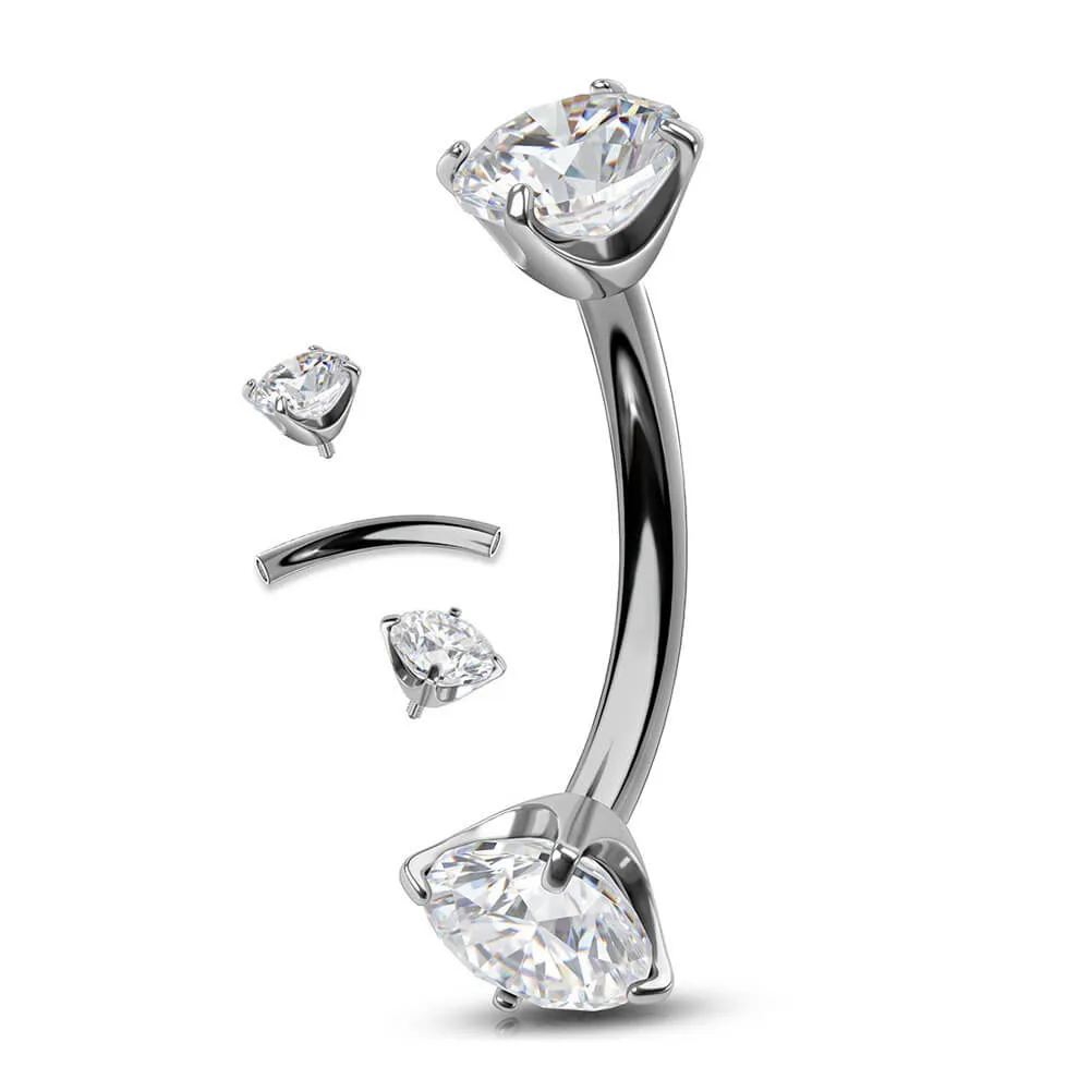 14G Titanium Internally Threaded Clear CZ Belly Button Ring