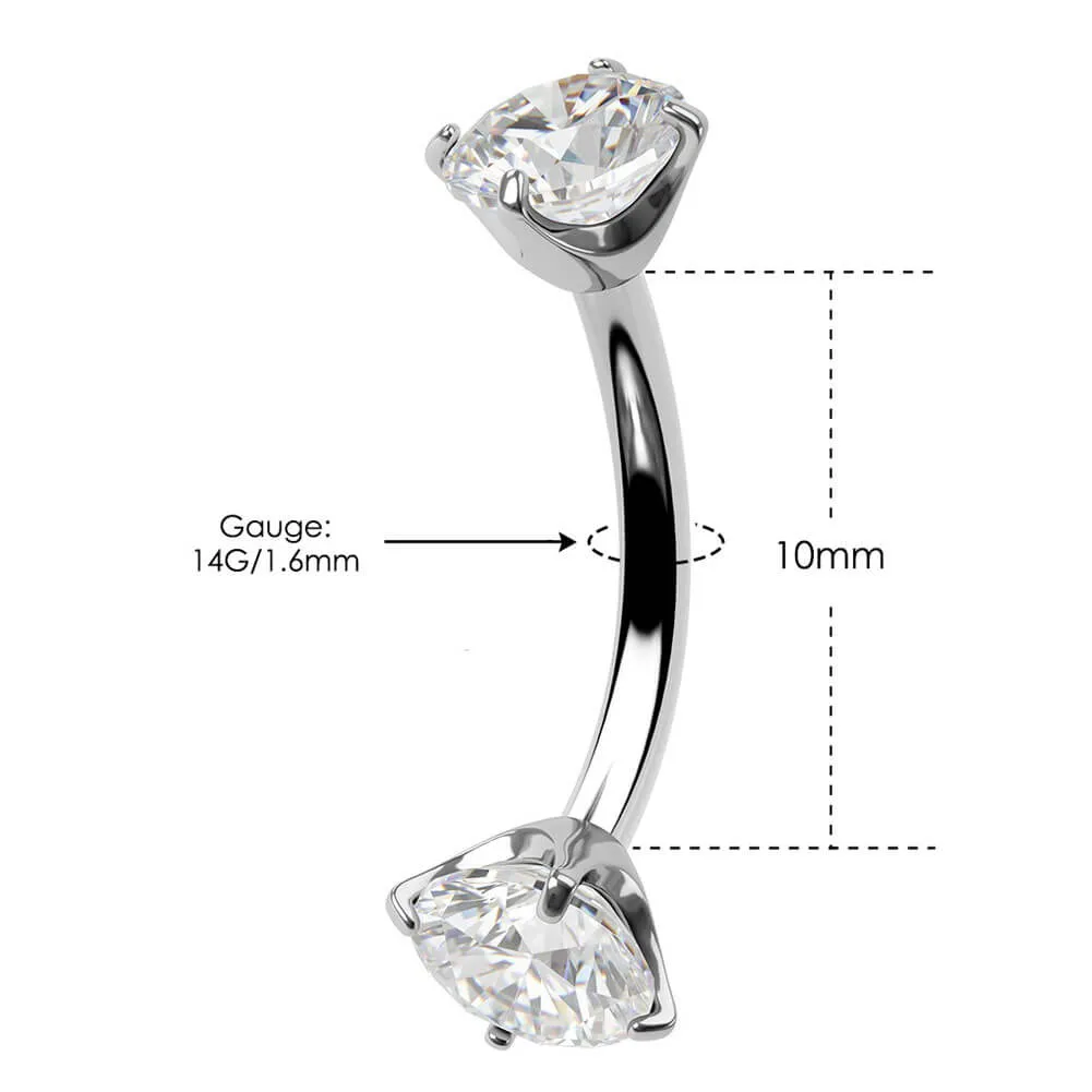 14G Titanium Internally Threaded Clear CZ Belly Button Ring