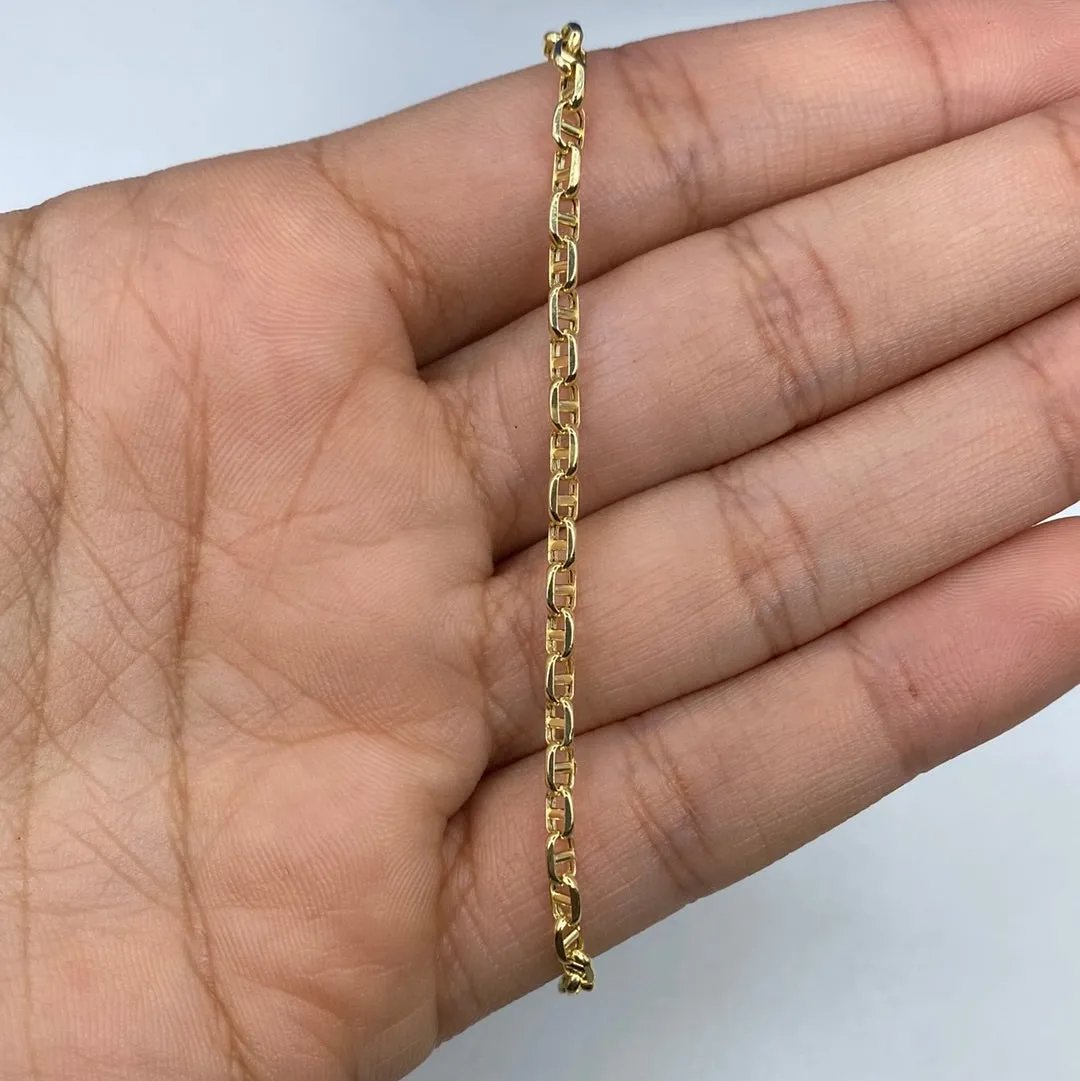14K 3MM Mariner Link Bracelet 7"