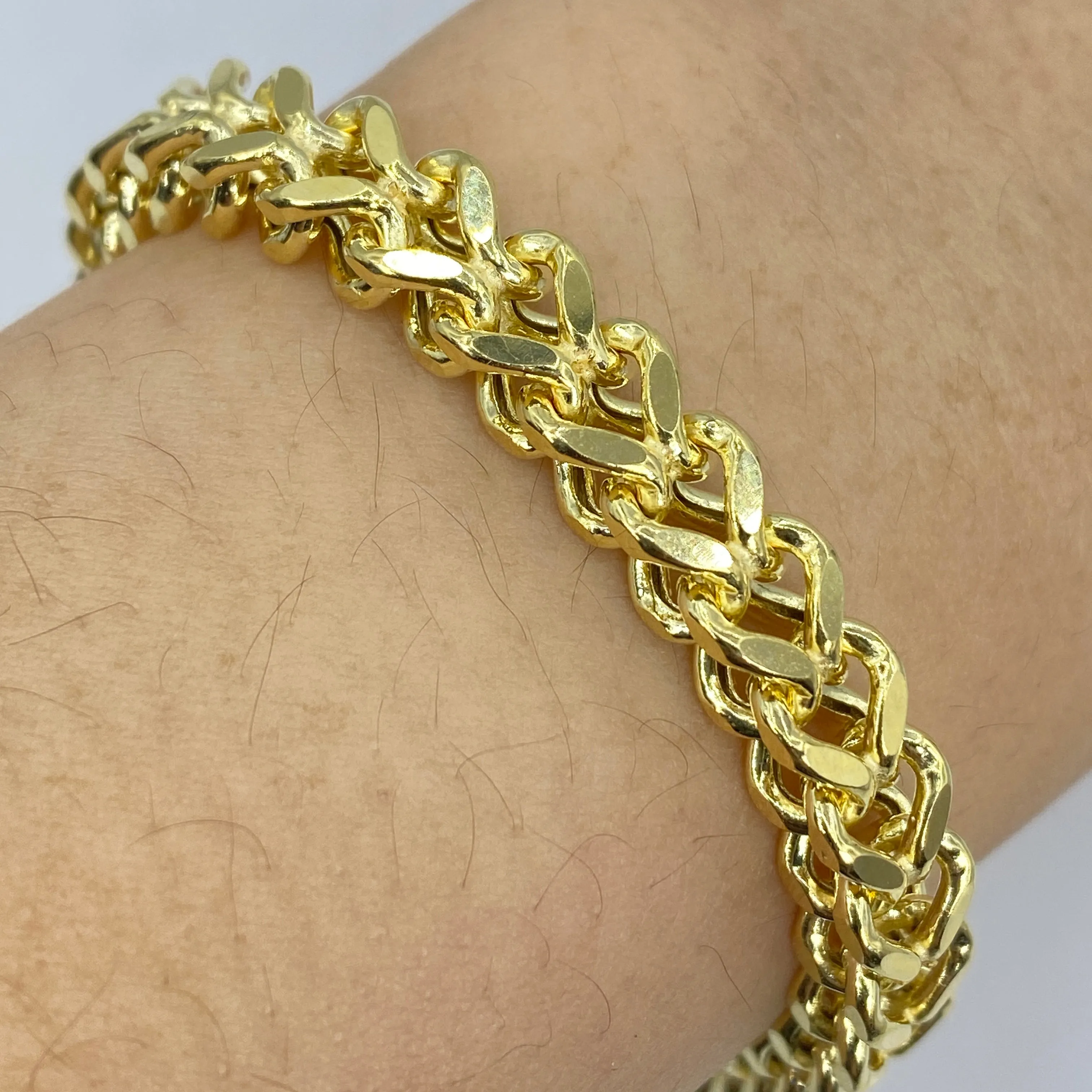 14K 6.3MM Franco Box Cuban Link Bracelet 8.5"