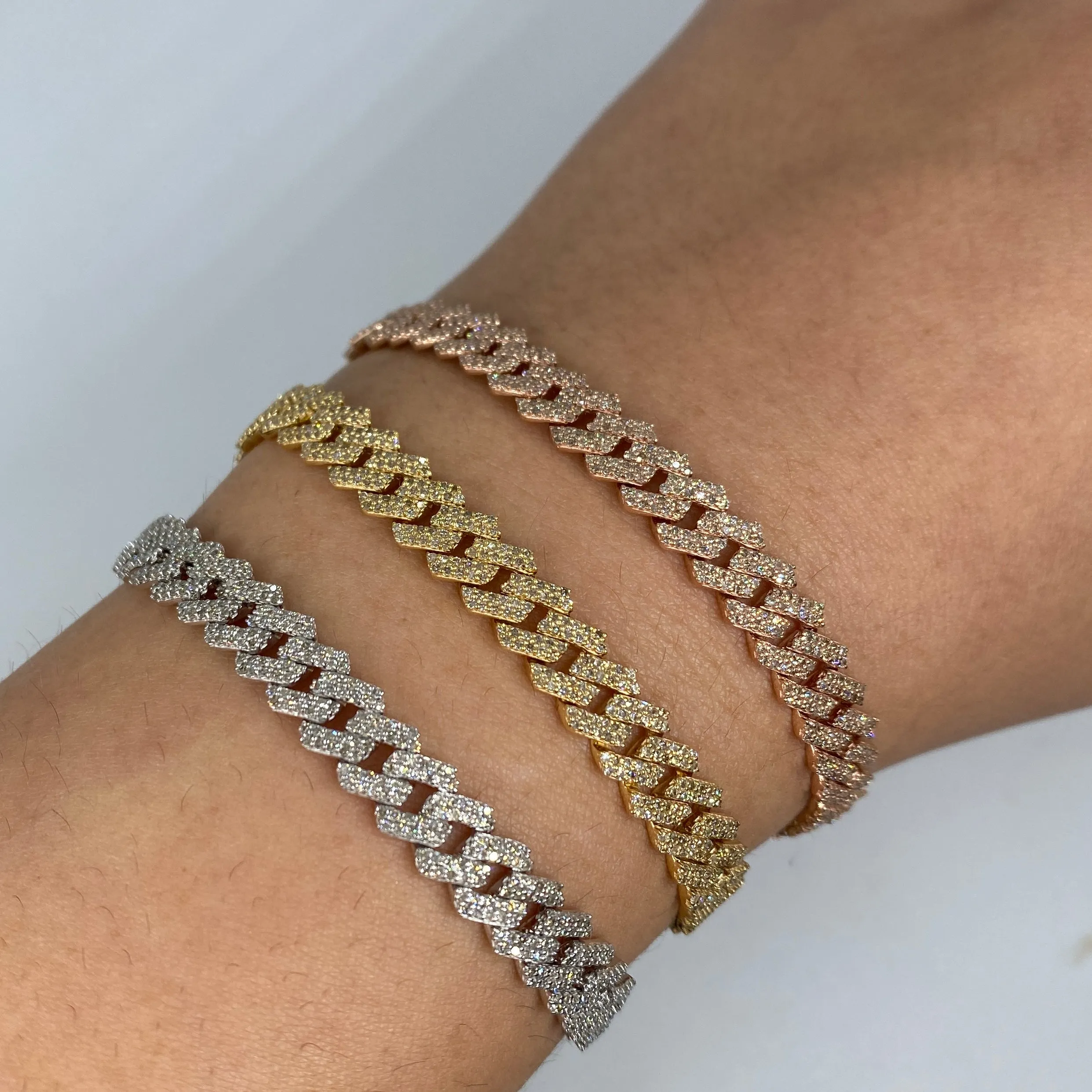 14K 6.5MM Cuban Link Diamond Bracelet 7-8"