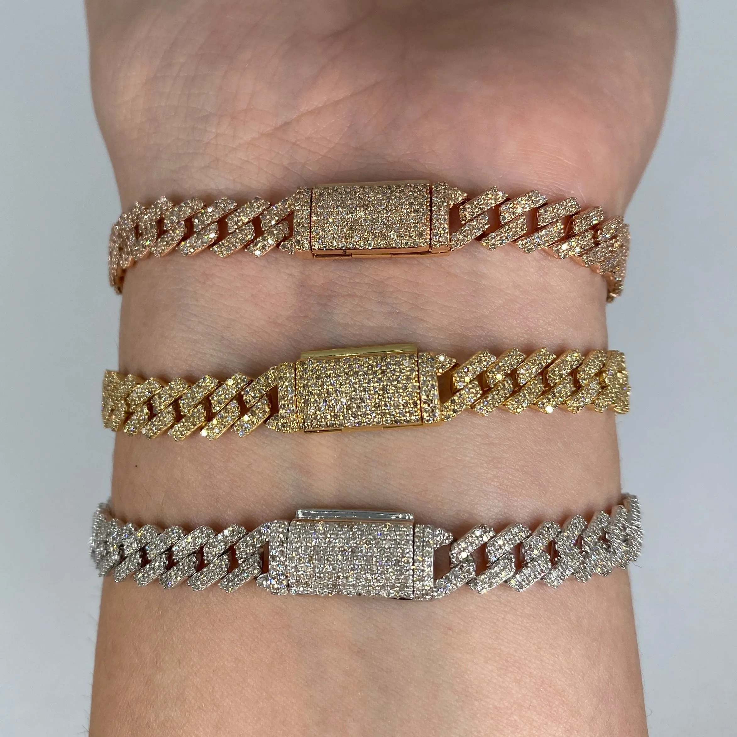 14K 6.5MM Cuban Link Diamond Bracelet 7-8"