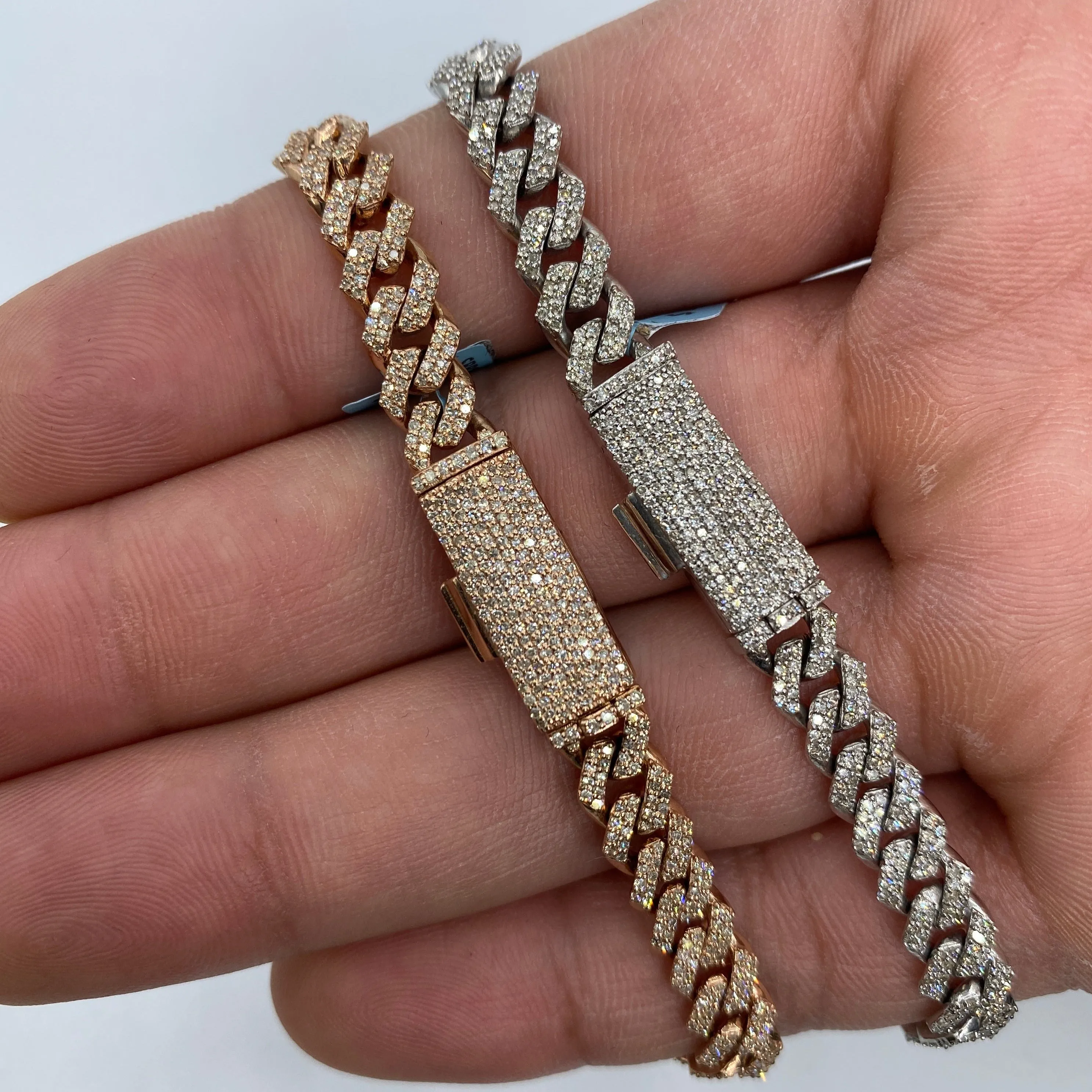 14K 7MM Cuban Link Diamond Bracelet 7.5-8"