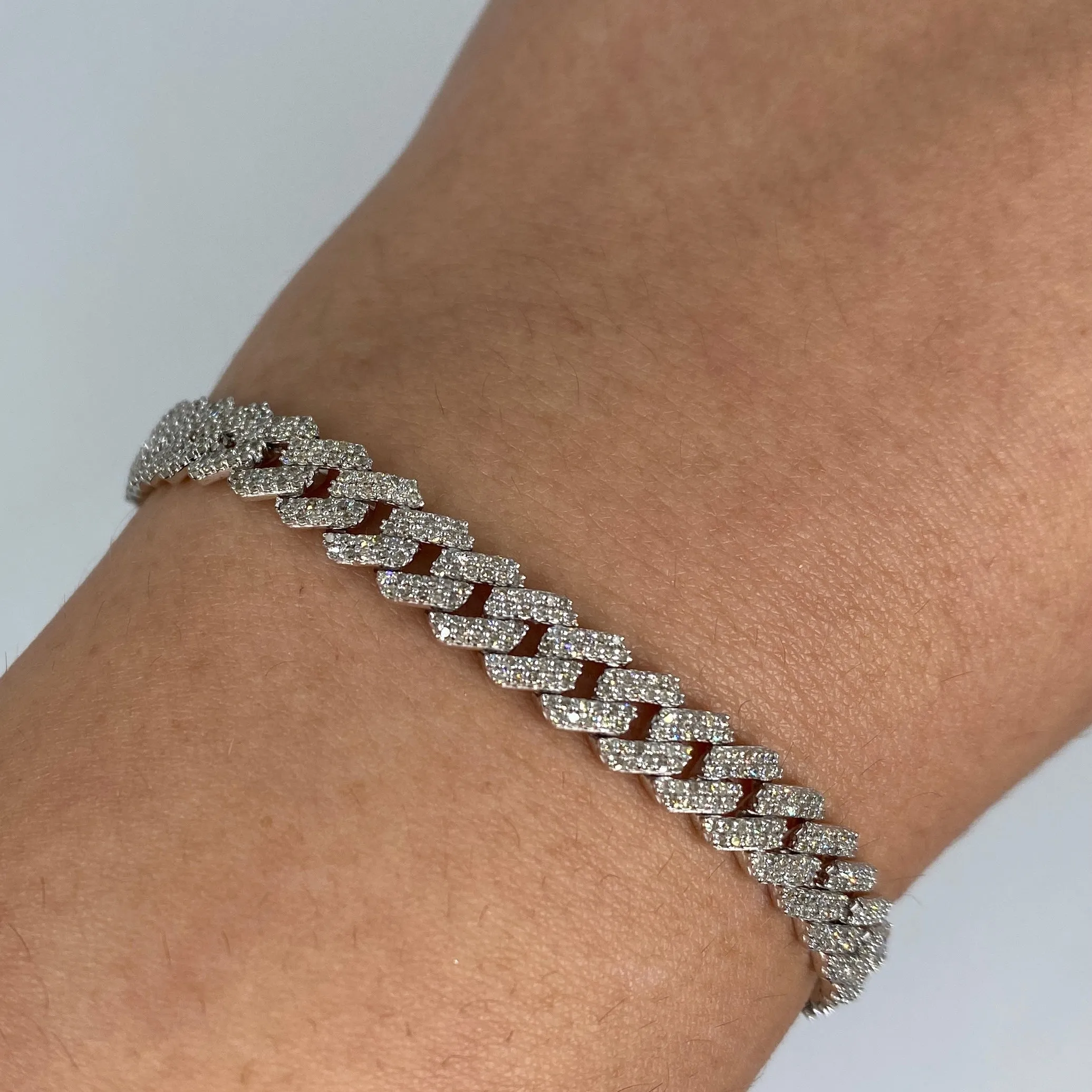 14K 8MM Cuban Link Diamond Bracelet 7-8"