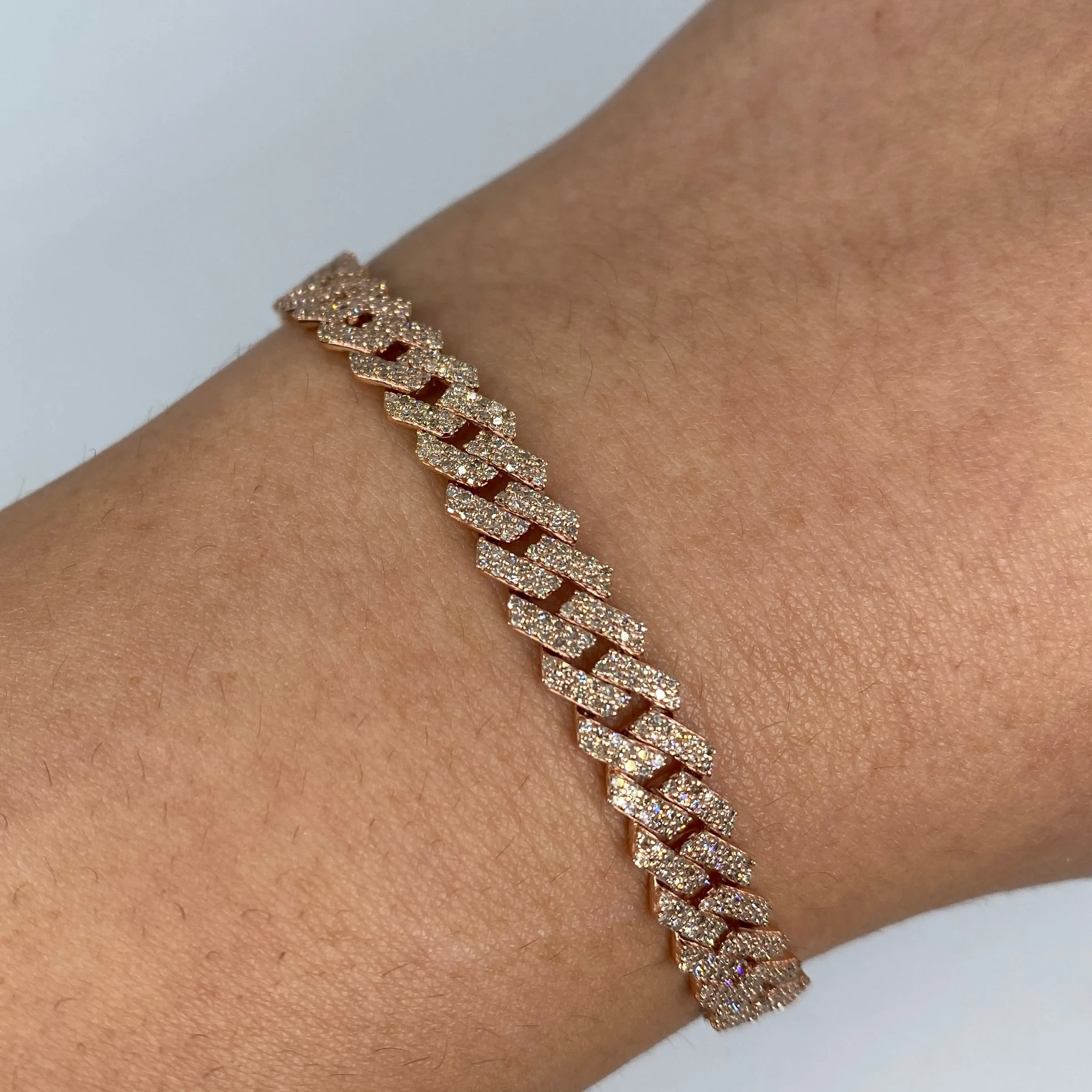 14K 8MM Cuban Link Diamond Bracelet 7-8"