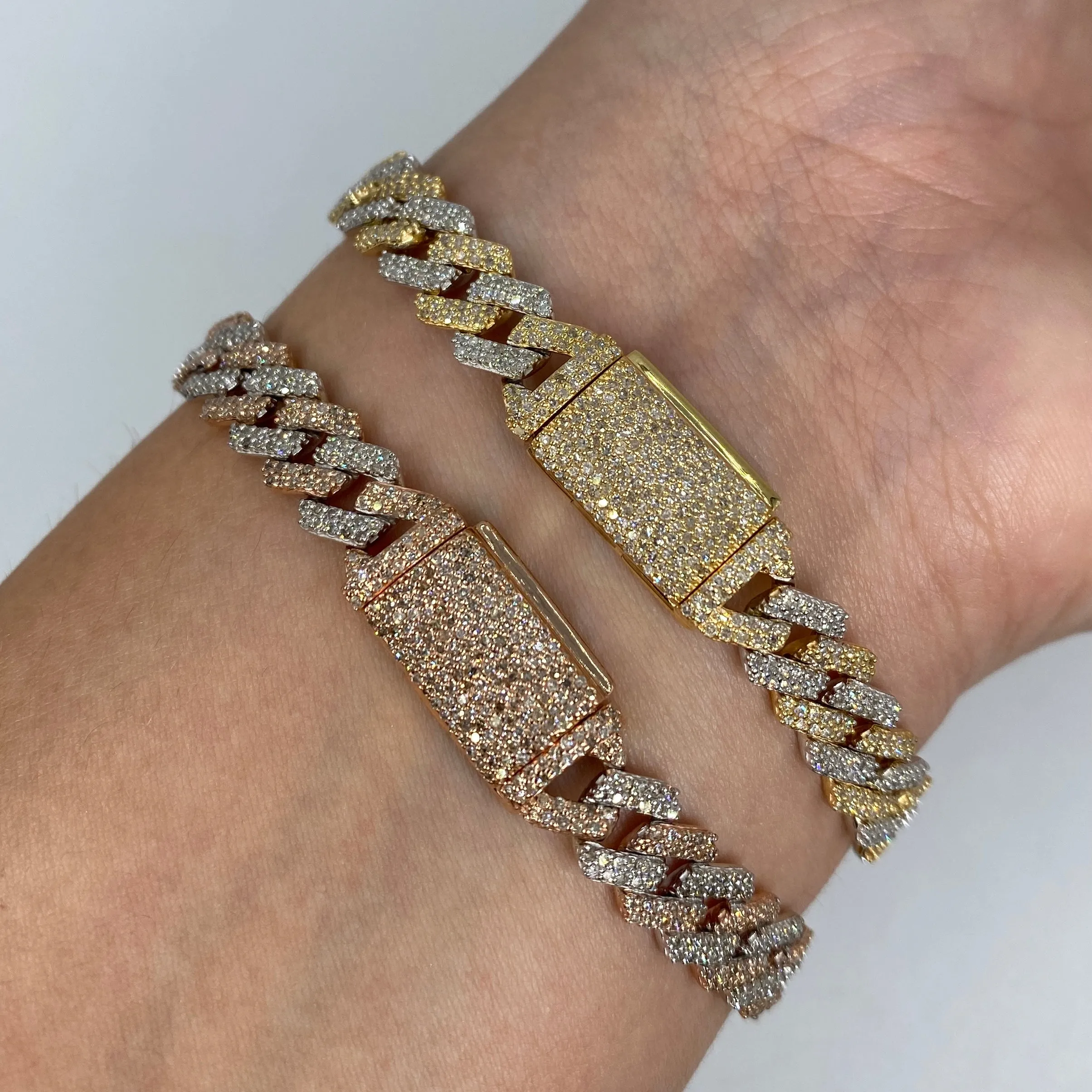 14K 8MM Cuban Link Diamond Bracelet 7-8"