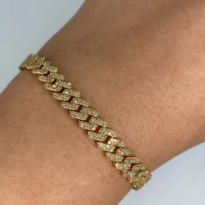 14K 8MM Cuban Link Diamond Bracelet 7-8"