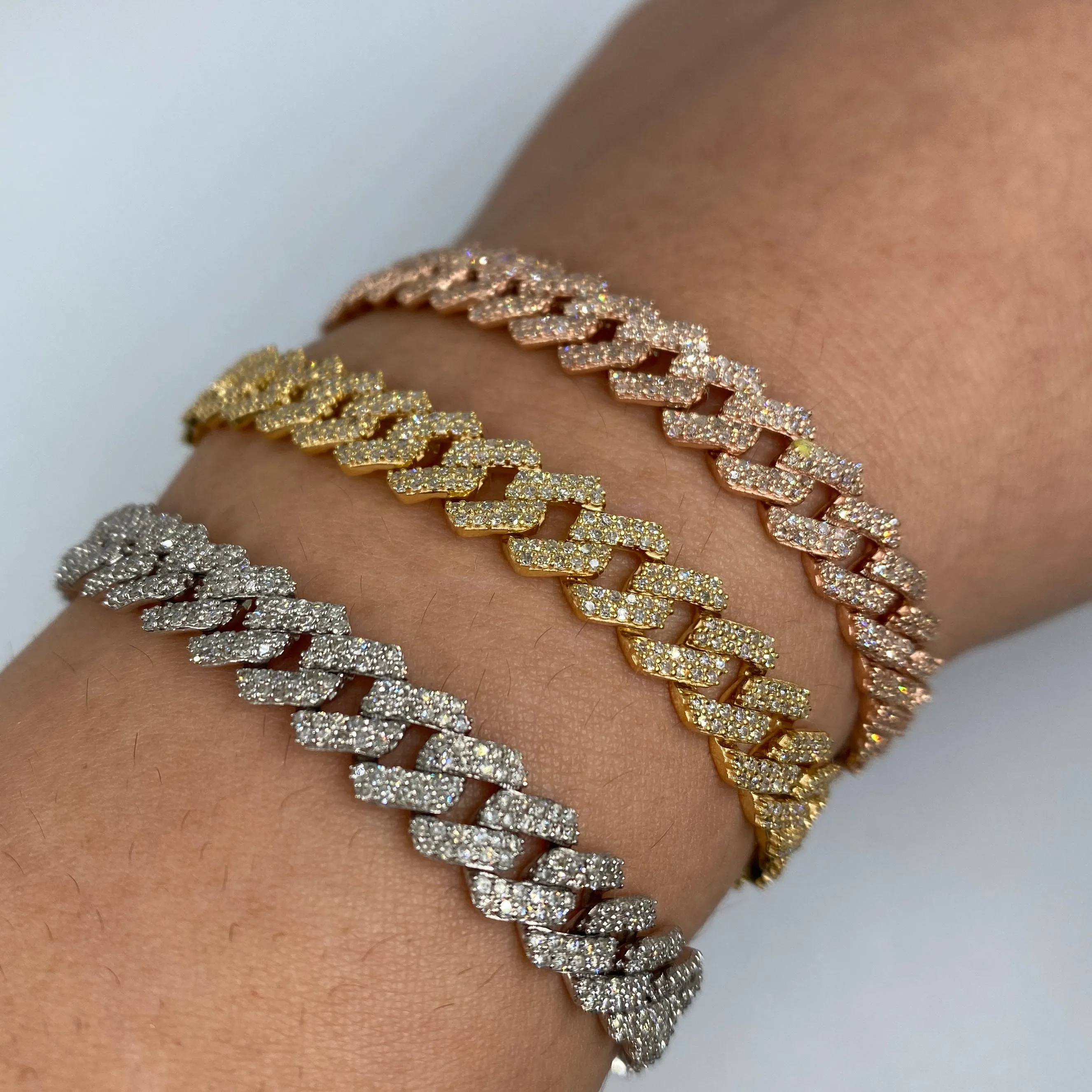 14K 8MM Cuban Link Diamond Bracelet 7-8"