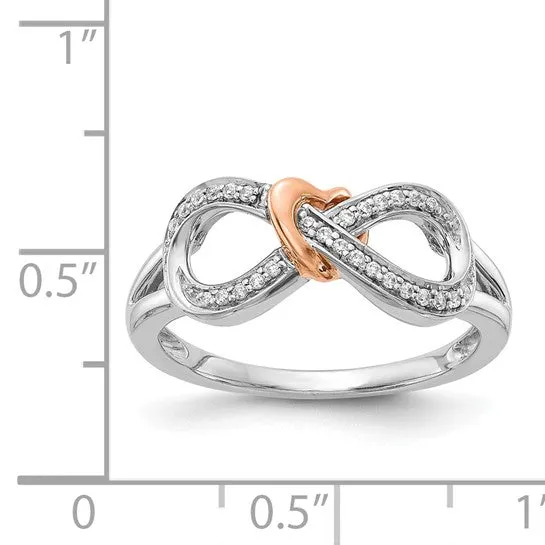 14k Gold Diamond Infinity with Heart Ring