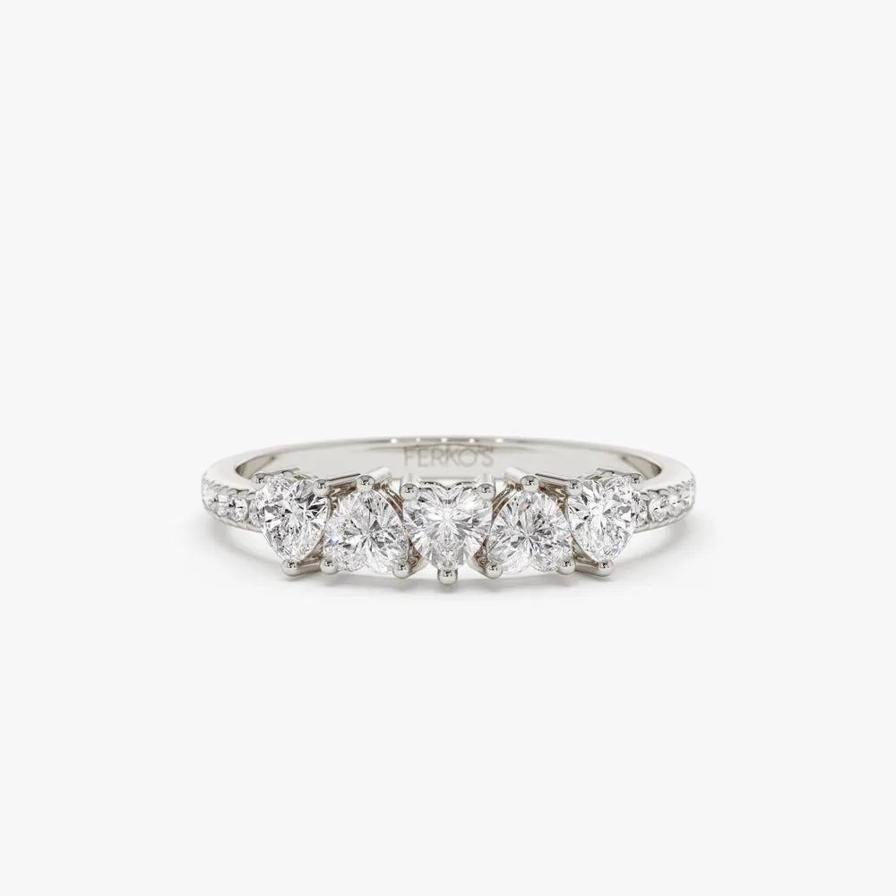 14k Heart Shaped Diamond Ring w/ Pave Diamonds