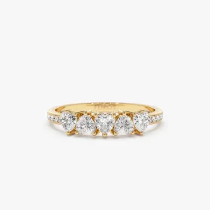 14k Heart Shaped Diamond Ring w/ Pave Diamonds