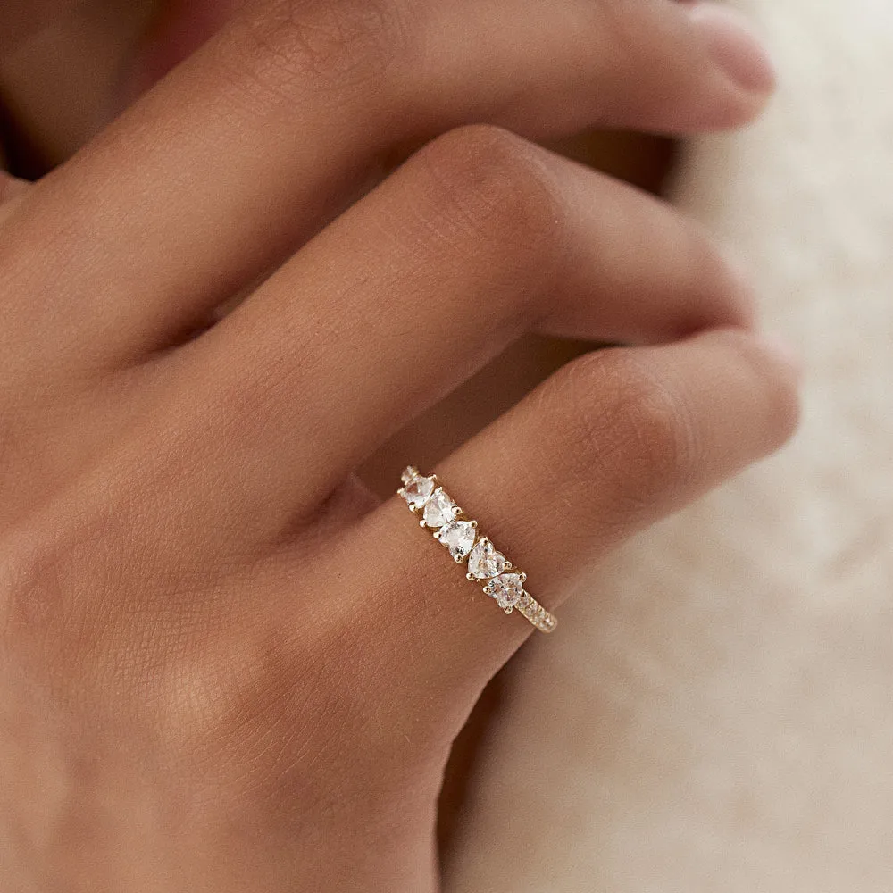 14k Heart Shaped Diamond Ring w/ Pave Diamonds