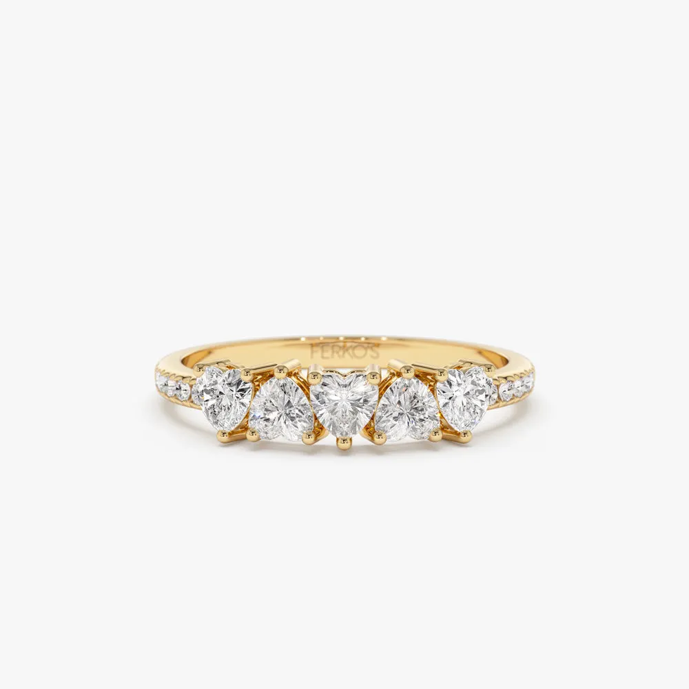 14k Heart Shaped Diamond Ring w/ Pave Diamonds