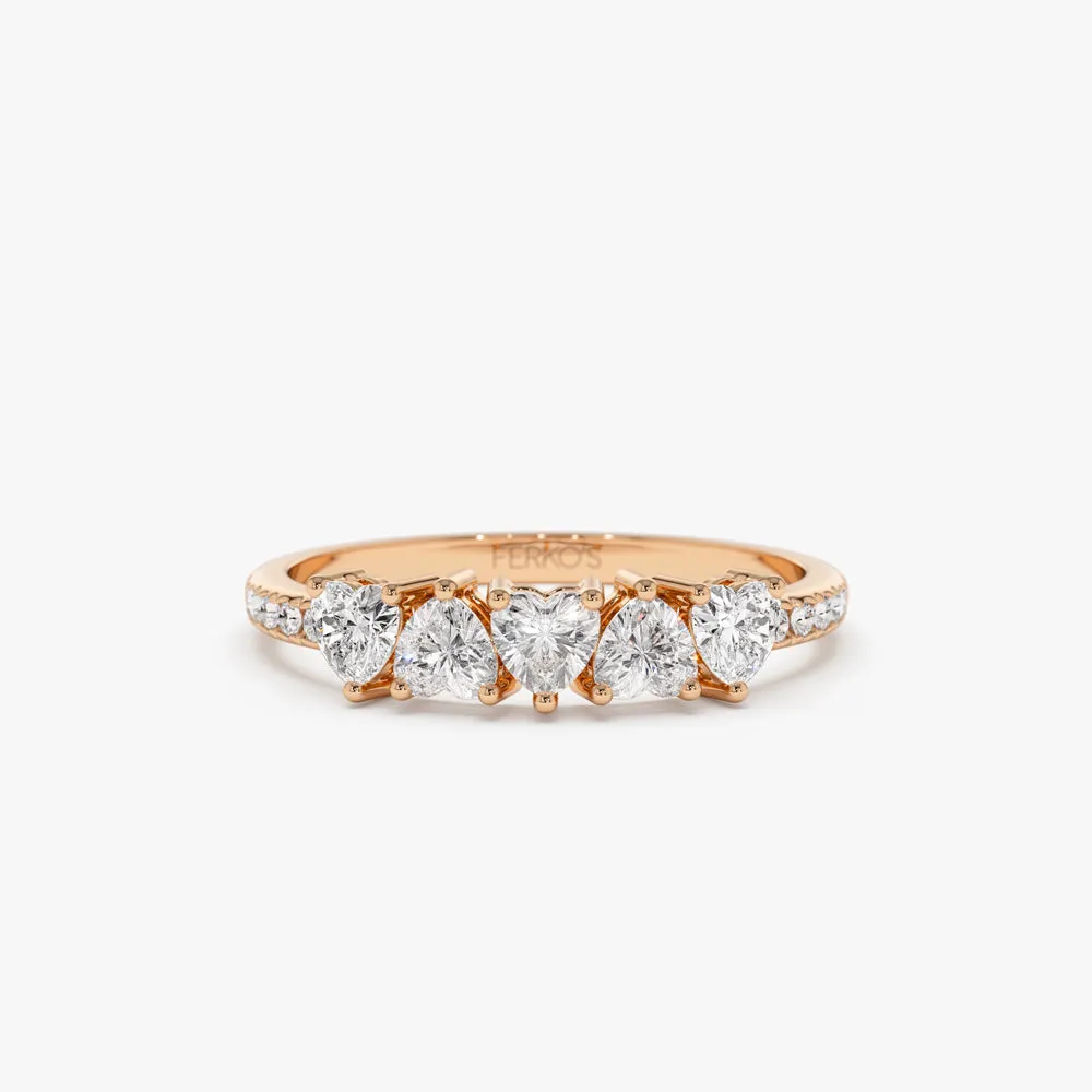 14k Heart Shaped Diamond Ring w/ Pave Diamonds